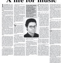 A life for music 1
Sunday Times of Malta
10.10.1999